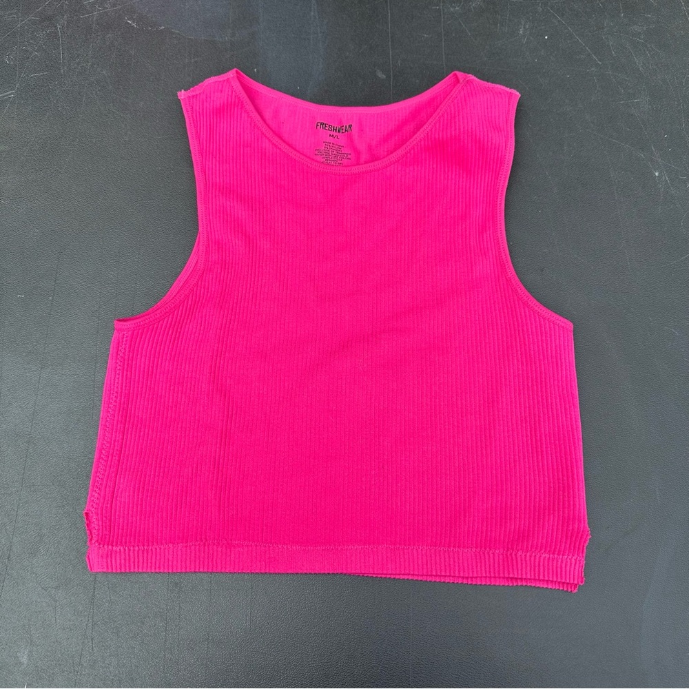 Hot Pink Sleeveless Crop Tank Top
